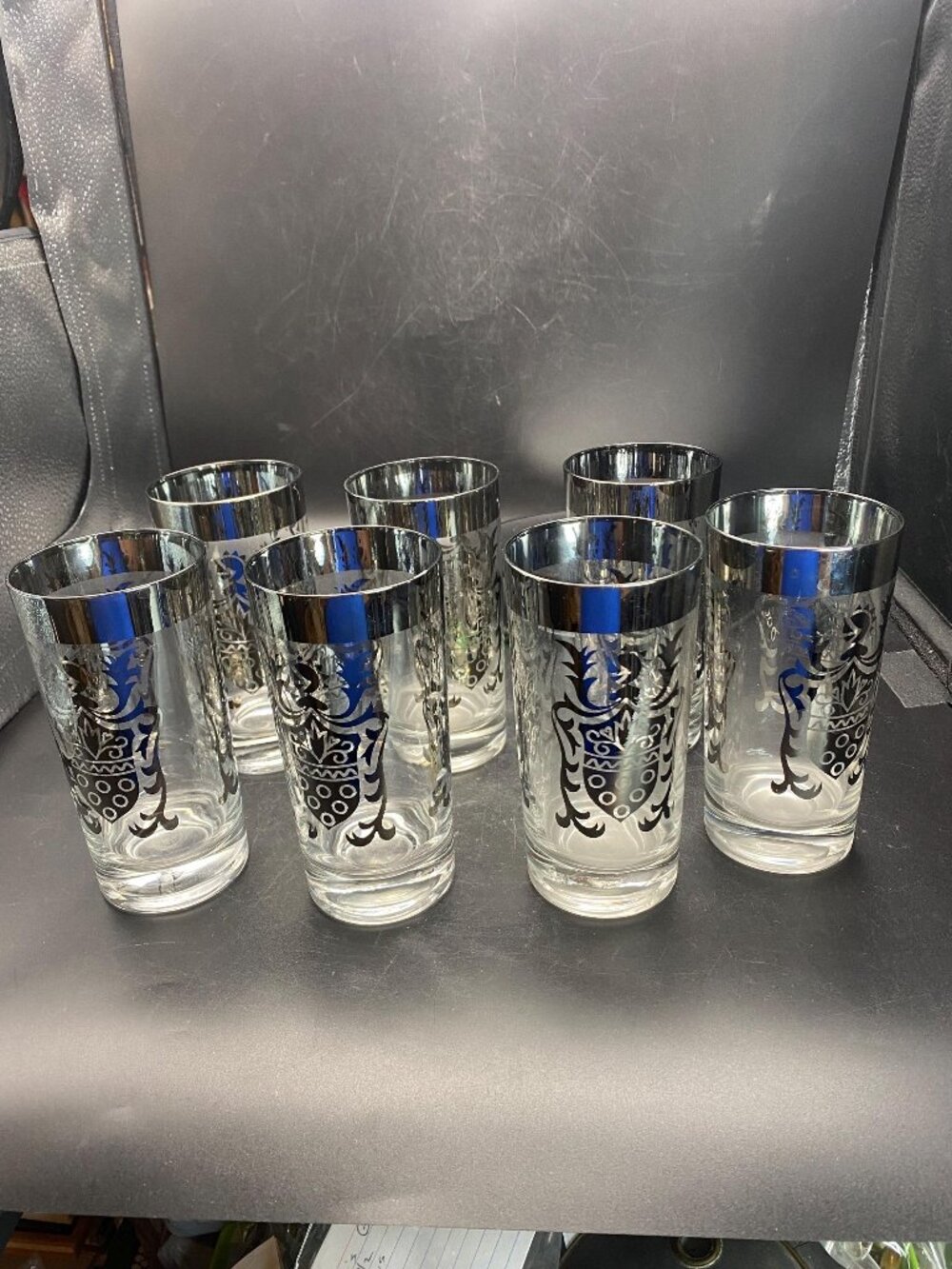 Kimiko MCM Silver Knight Coat of Arms Highball Glasses